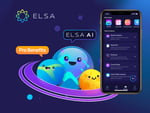 Colorful illustration featuring ELSA AI characters and a smartphone displaying the ELSA app interface, highlighting the benefits of using ELSA for language learning.
