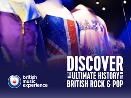 Promo poster for The British Music Experience showcasing discounted rates