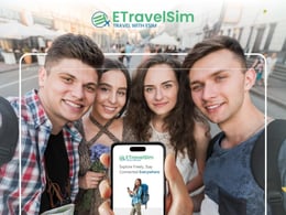 Etravelsim promo banner showcasing travel discounts