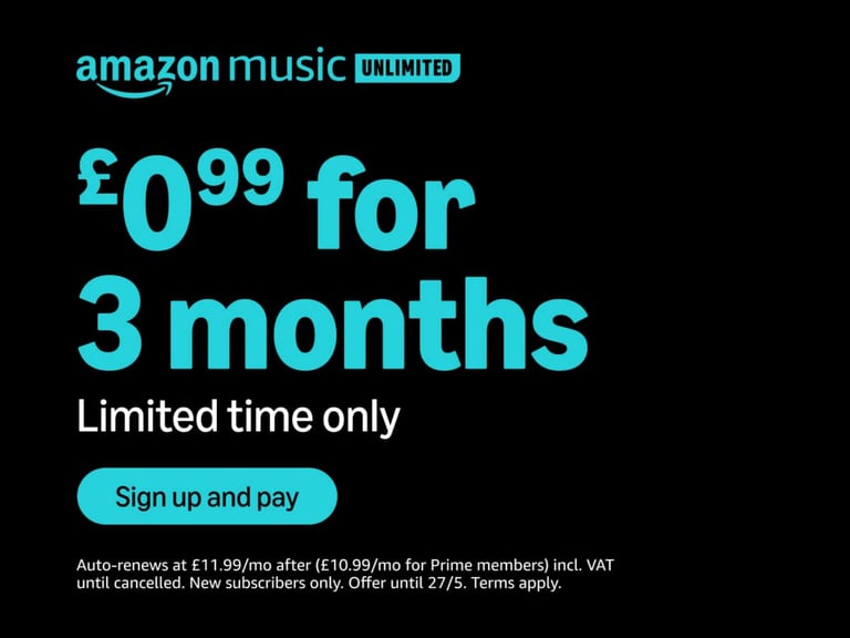 Promotional Image For Amazon Music Uk 3 Months Discount