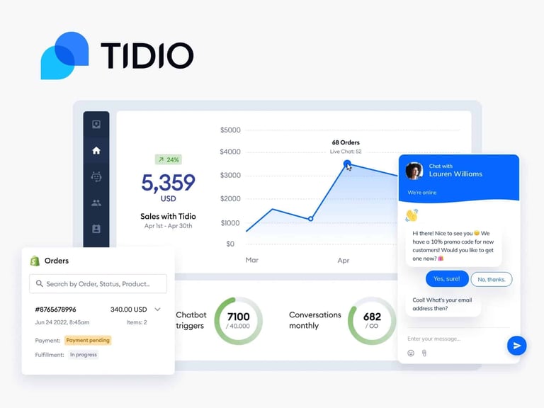 Promotional Tidio Chat Image Featuring Discounts And Offers