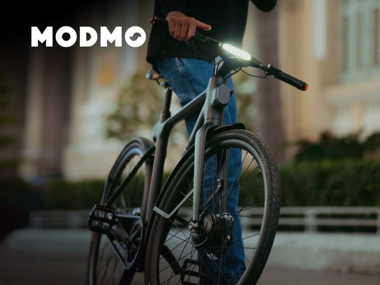 Promotional Modmo Ebike Displayed On A Scenic Route