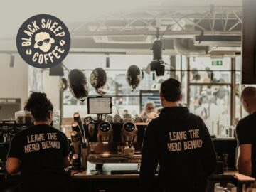 Promotional banner featuring Black Sheep Coffee discounts