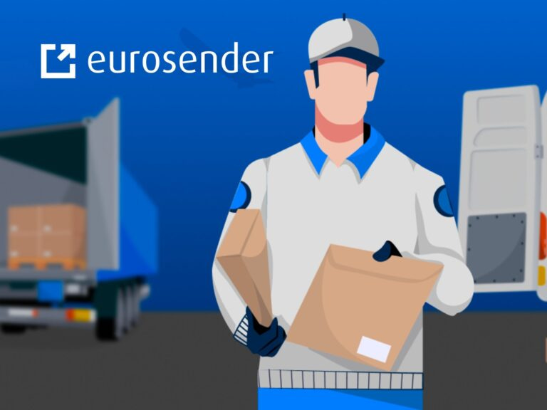 Delivery Person Holding Packages In Front Of A Truck, Representing Eurosender'S Logistics And Shipping Services.