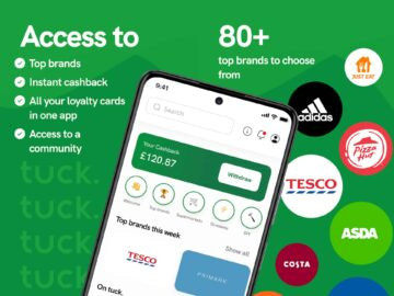 Promotional banner showcasing Tuck App's discounts