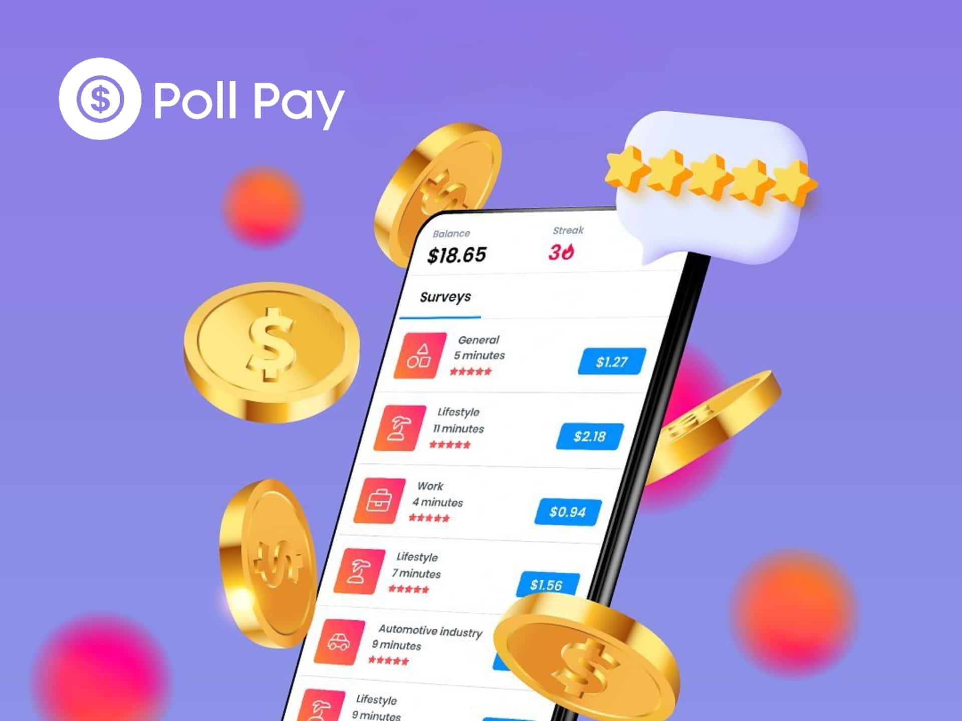 Poll Pay App showcasing exclusive discounts and promos