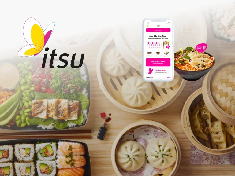 Image Showcasing A Variety Of Itsu Asian Cuisine Including Sushi, Dumplings, And Salads, Alongside A Mobile App Interface For Ordering Food. The Itsu Logo Is Prominently Displayed, Emphasizing The Brand'S Focus On Fresh And Healthy Meals.