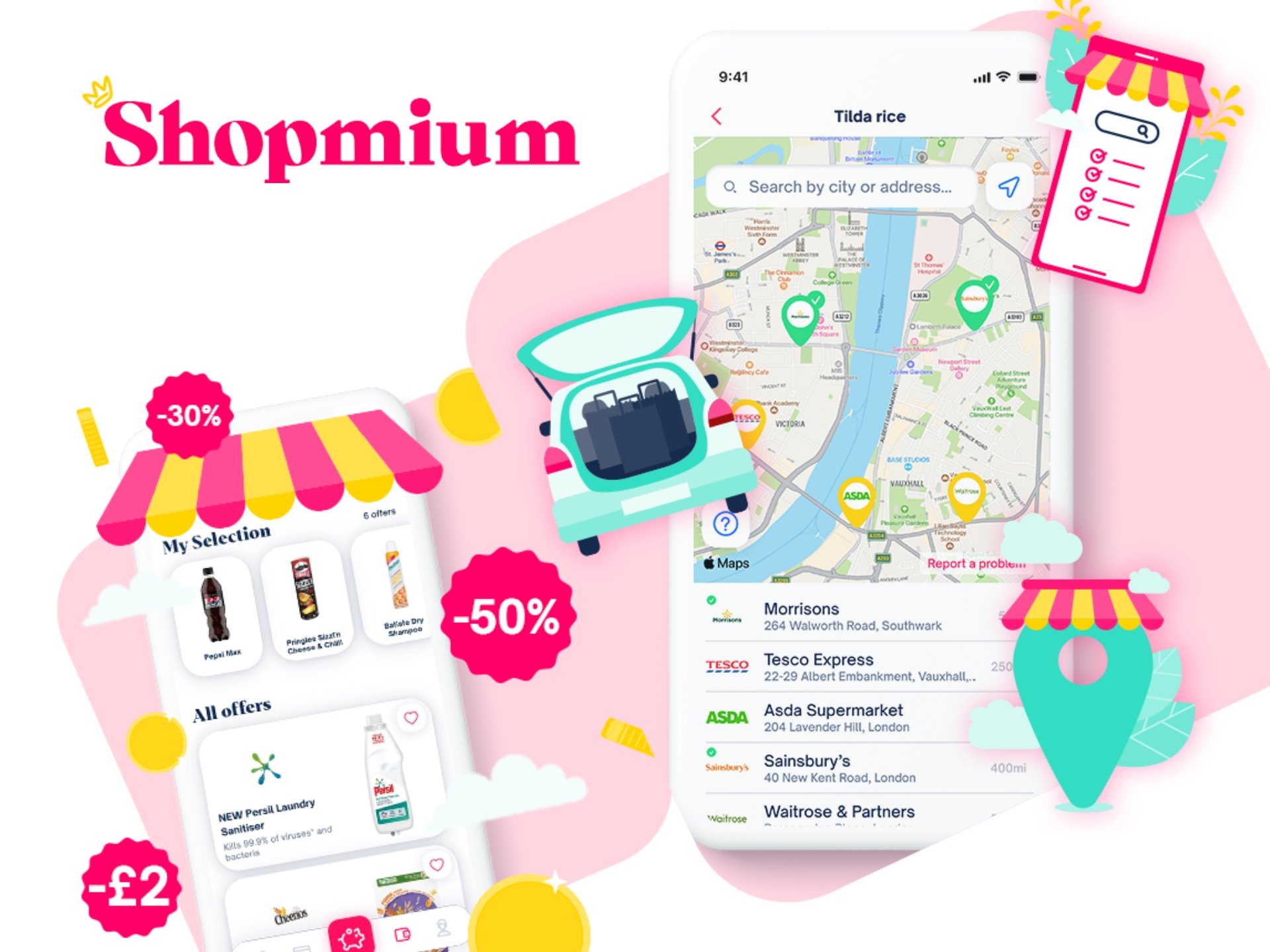 Shopmium promotional image showcasing a variety of deals and discounts. Highlighting savings on groceries, everyday essentials, and more. Shopmium deals, discount offers, cashback rewards, online shopping promotions.