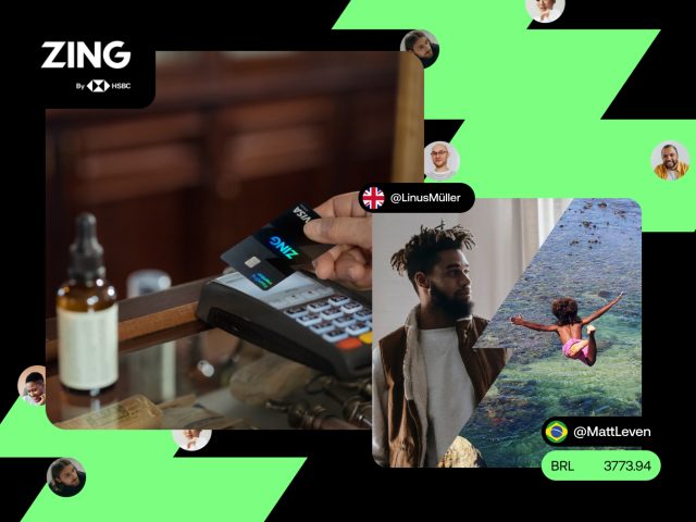 Zing by HSBC mobile app interface showcasing financial products and services. Digital banking, savings, and investments.