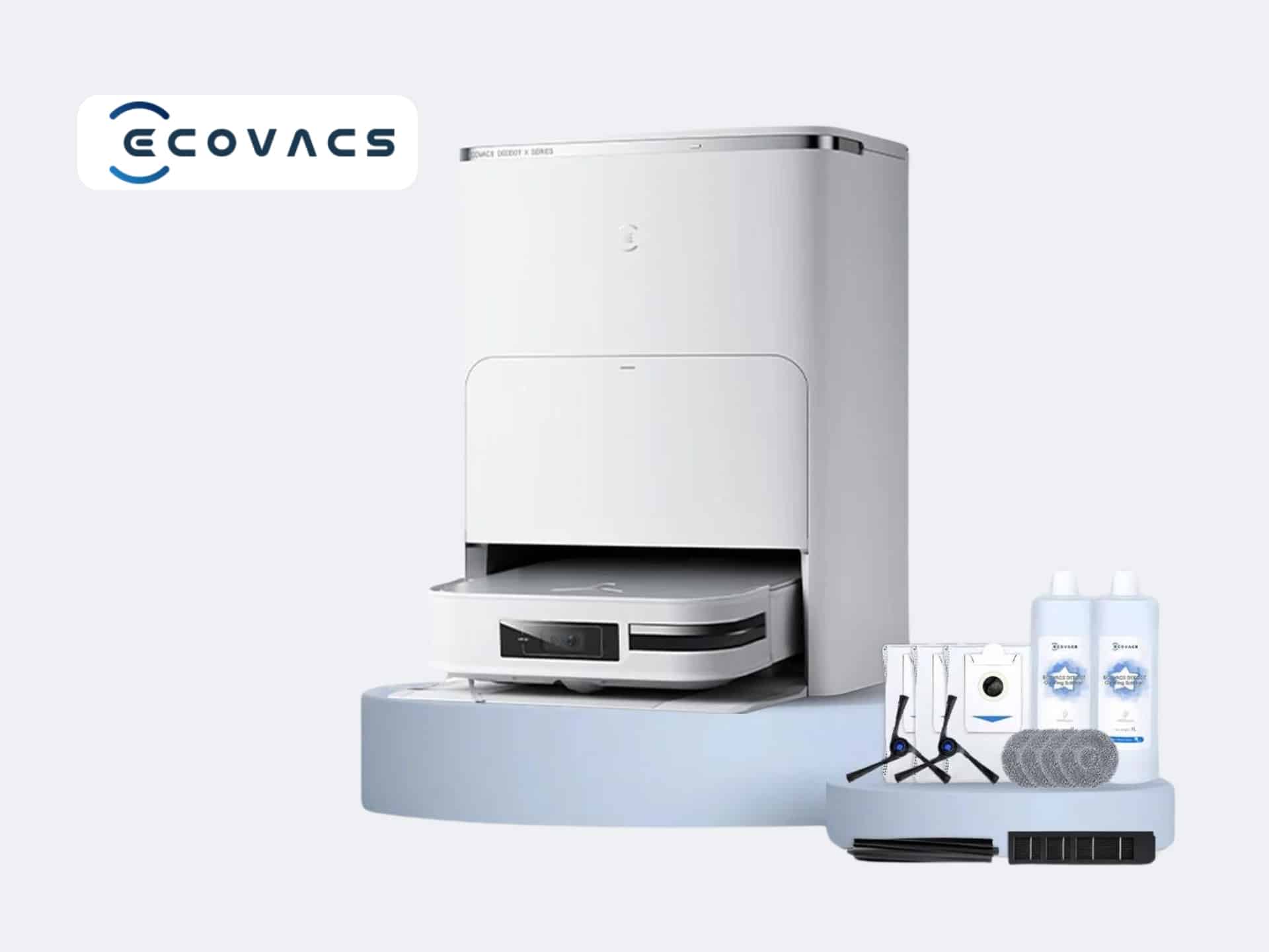 Ecovacs Robotic Vacuum Cleaner On A Discounted Promotional Banner