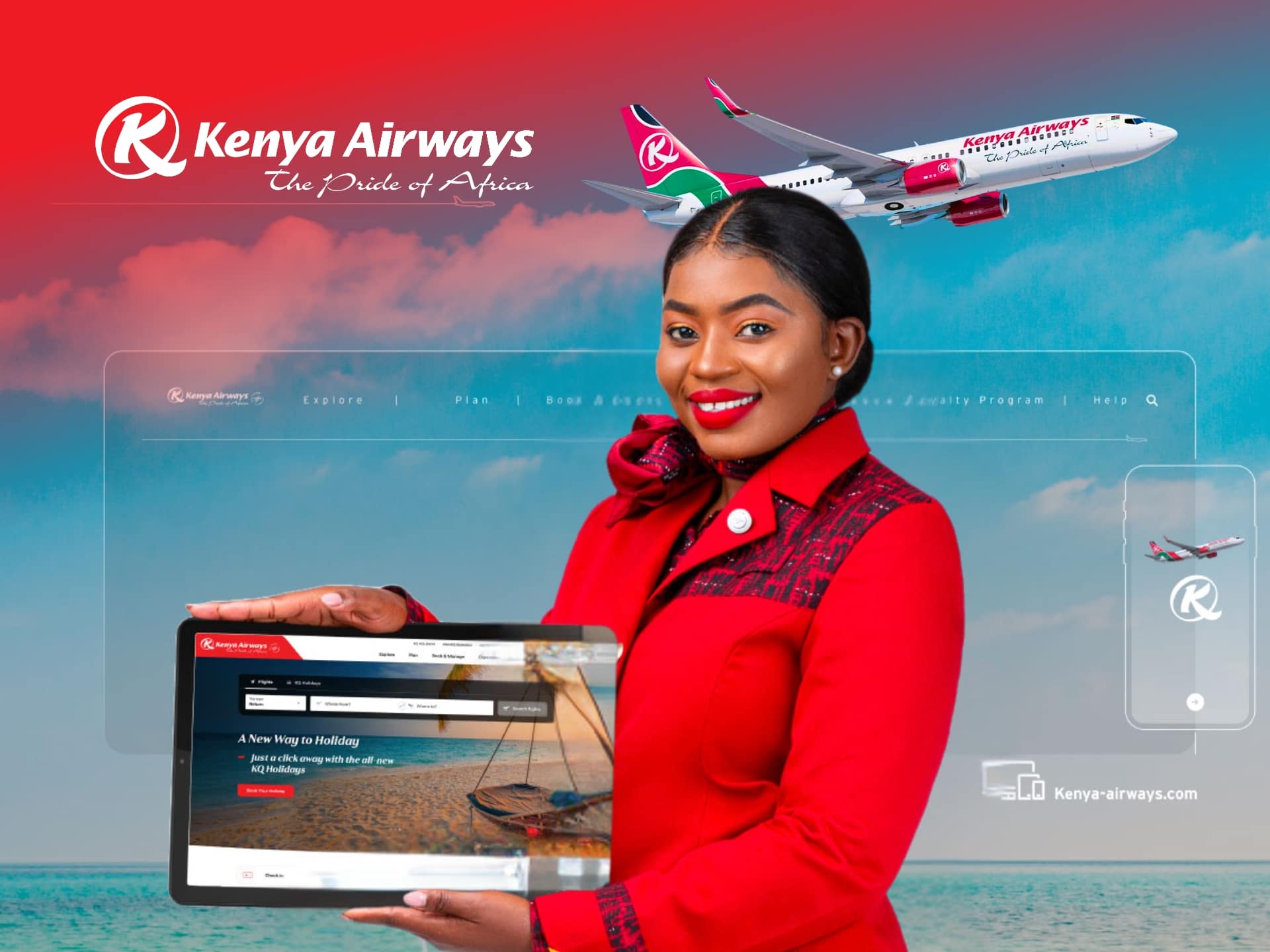 Kenya Airways Discount Code Kenya Airways logo on a sleek, modern background. Airline branding, travel, flight, aviation, Kenya.