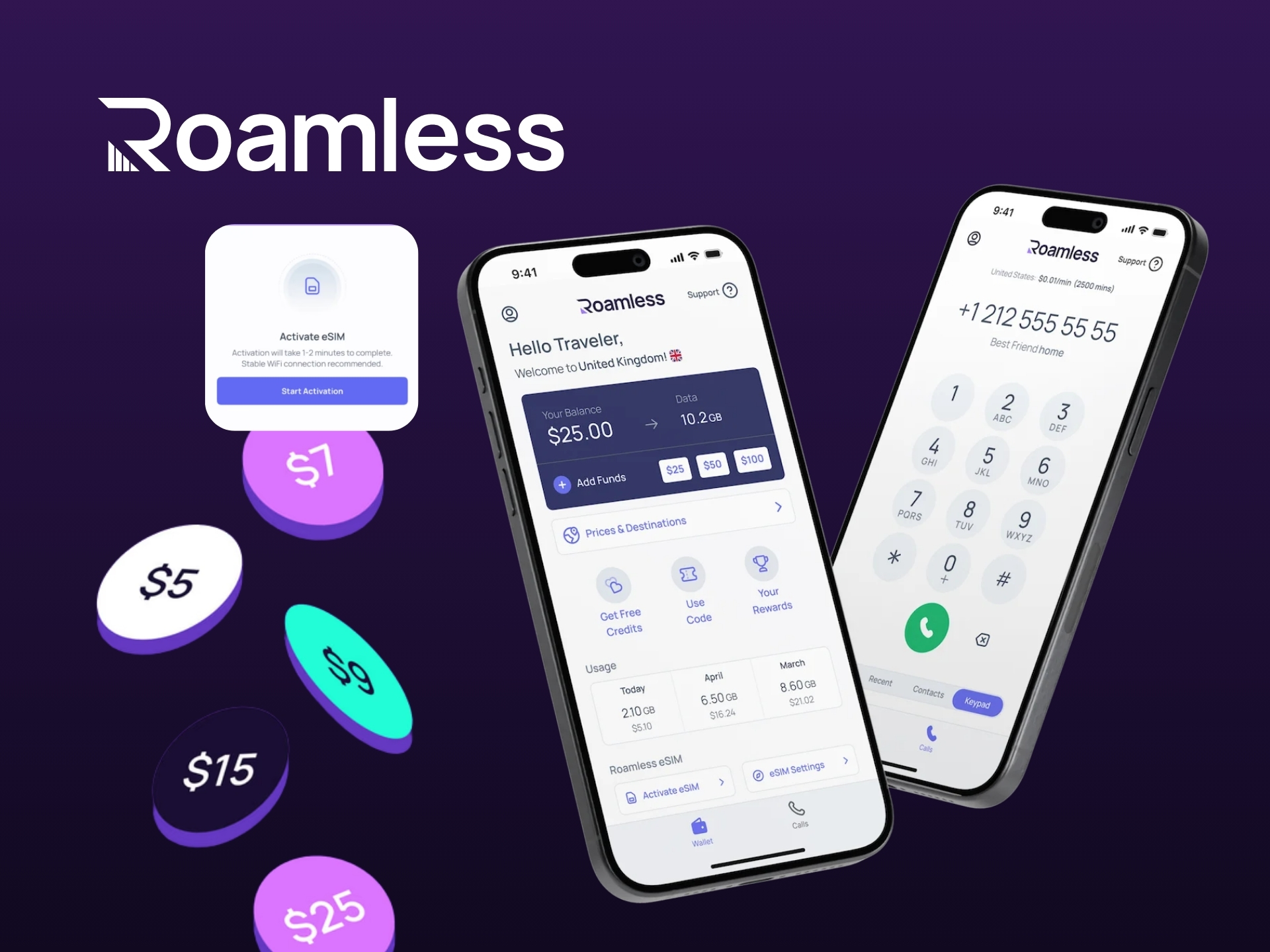 Roamless Esim Promotional Image Showcasing Discounts