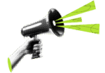 Hand holding a megaphone