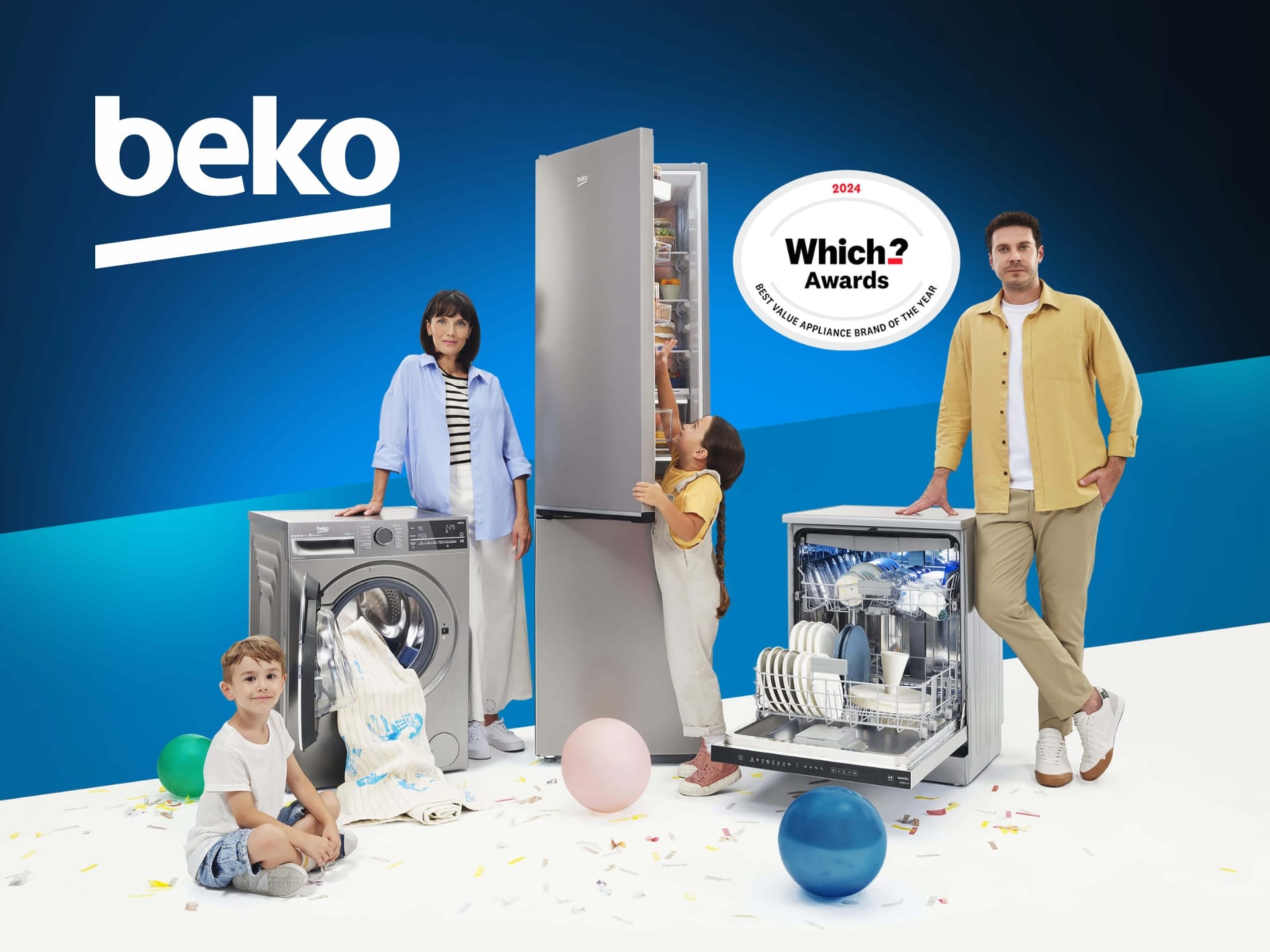 Beko kitchen appliances: refrigerator, oven, and dishwasher. Modern design, energy-efficient models. Shop Beko deals now!
